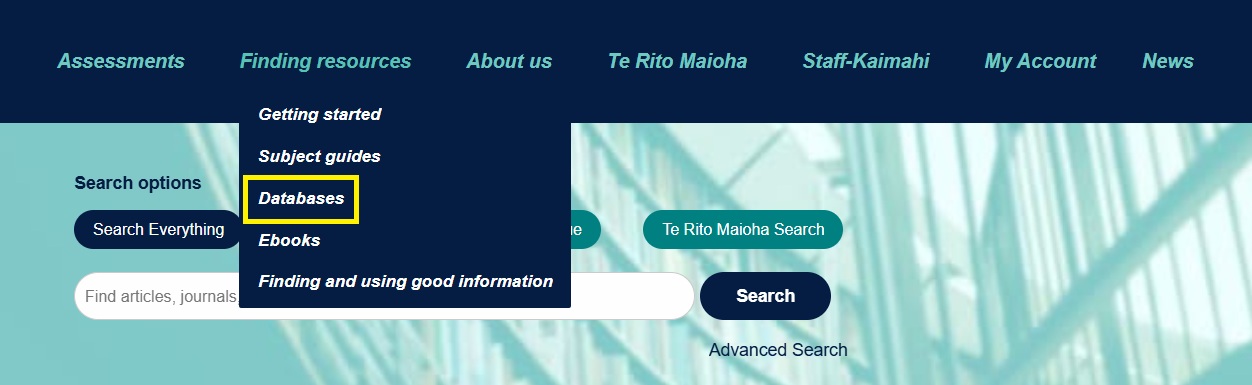 Library homepage 